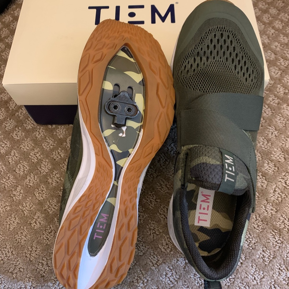 Tiem Athletic Spin Shoe Sneaker Green Camo 8.5 with Cleats